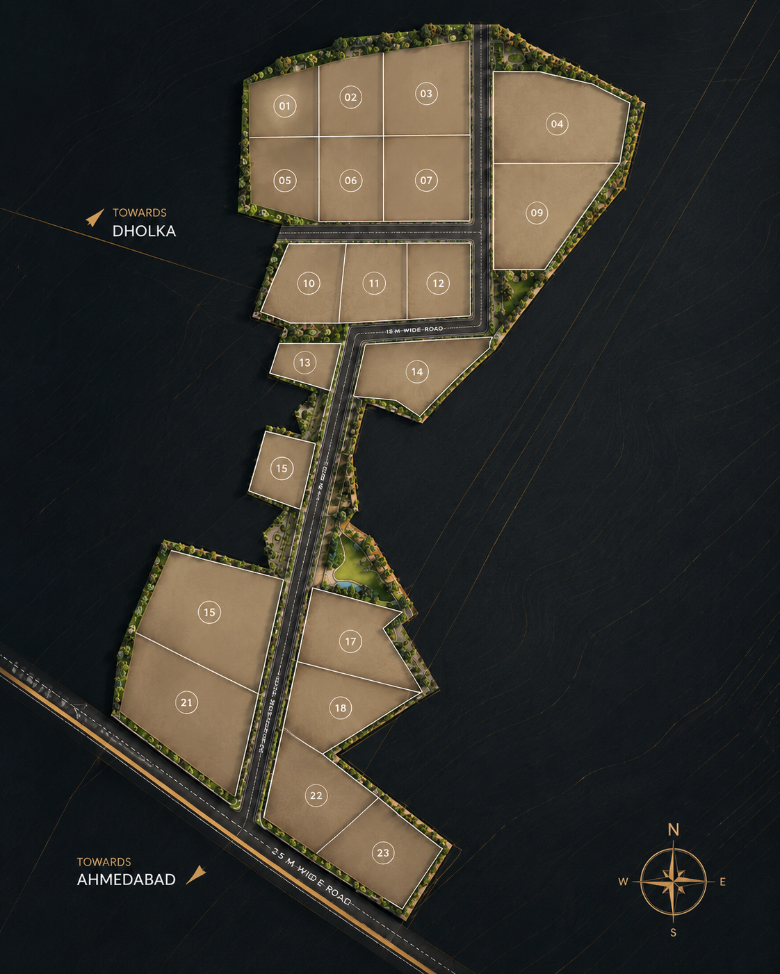 Yukon Infra Park master layout — 23 plots across 103 acres